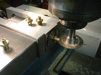  Cutting a slot in the cylinder cocks.  These are a scaled up version of an original design by W. Van Brocklin, Jr, from 