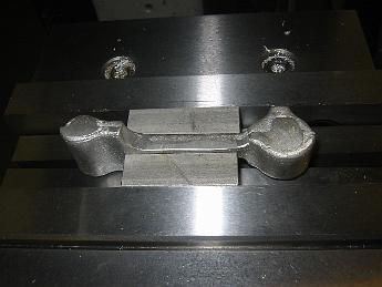 LiftingLink12Nov08 001 12-Nov-08 Using space blocks to hold the Lifting Link in the vise.