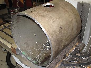 DrillingSmokeboxShell21Feb09 007 Another good days work! The smokebox shell has the smokestack, blast pipe, steam pipes, handrail and boiler step holes in it.