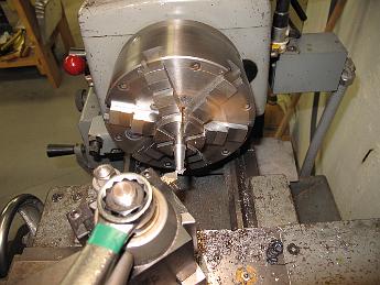 RivetingBuck6May09 001 Turning down a piece of O-1 oil-hardening tool steel to make a riveting buck.
