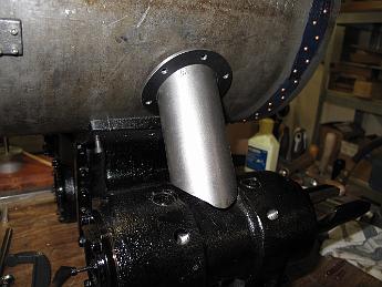 SteamPipeCasing13-May09 005 A trial fit of the steam pipe casing.