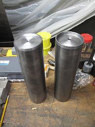 IMG_5134 2-Sept-2013 Left air tank rought machined, right one finished.