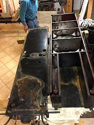 Tender Tank Leak Overhaul 2019-10-28 - Tender Tank Overhaul. The tender has been leaking water. Opening it up revealed a failure of the coating, due to poor application. The water had also been pooling under the tank on the frame deck and rusting the deck for some time.