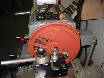 Wheels 008 6-Jul-05 The massive counterweight of the main drivers caused the lathe to jump a little as it swung around, but nothing so serious that it actually moved.